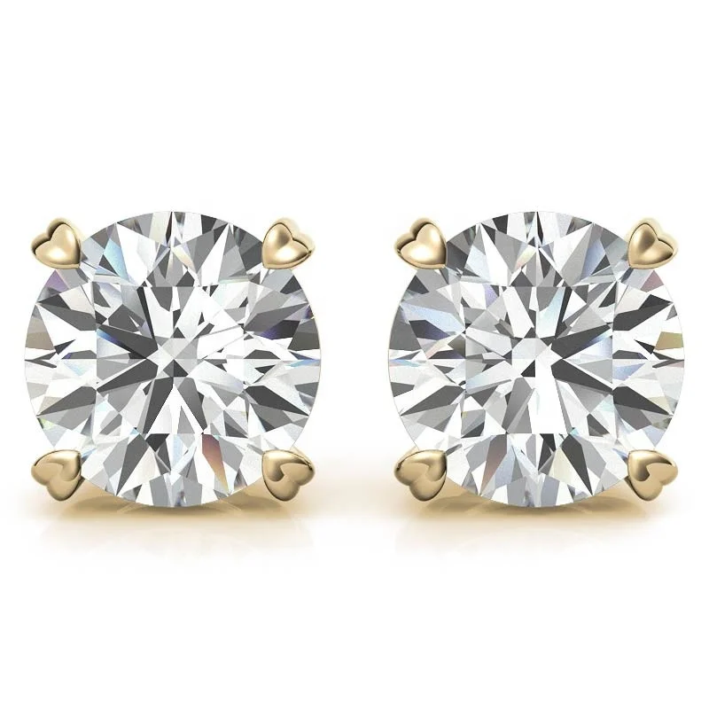 

Round Brilliant Cut VVS Flawless D EF GH IJ 14K Gold Plated Sterling Silver 2.0ct moissanite earrings