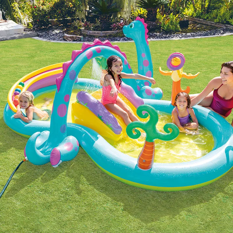 

Inflatable Kiddie Pool with Splash Swimming Pools Above Ground paddling tub for kids Garden Summer Water Party playground, Blue