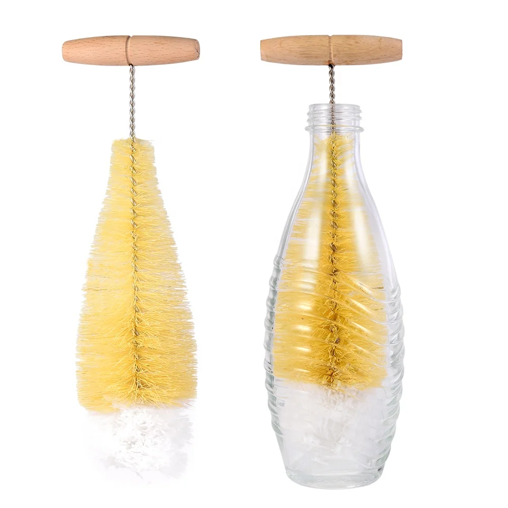 

Long Wooden Handle Water Bottle SODA STREAM BRUSH for Washing glass bottles