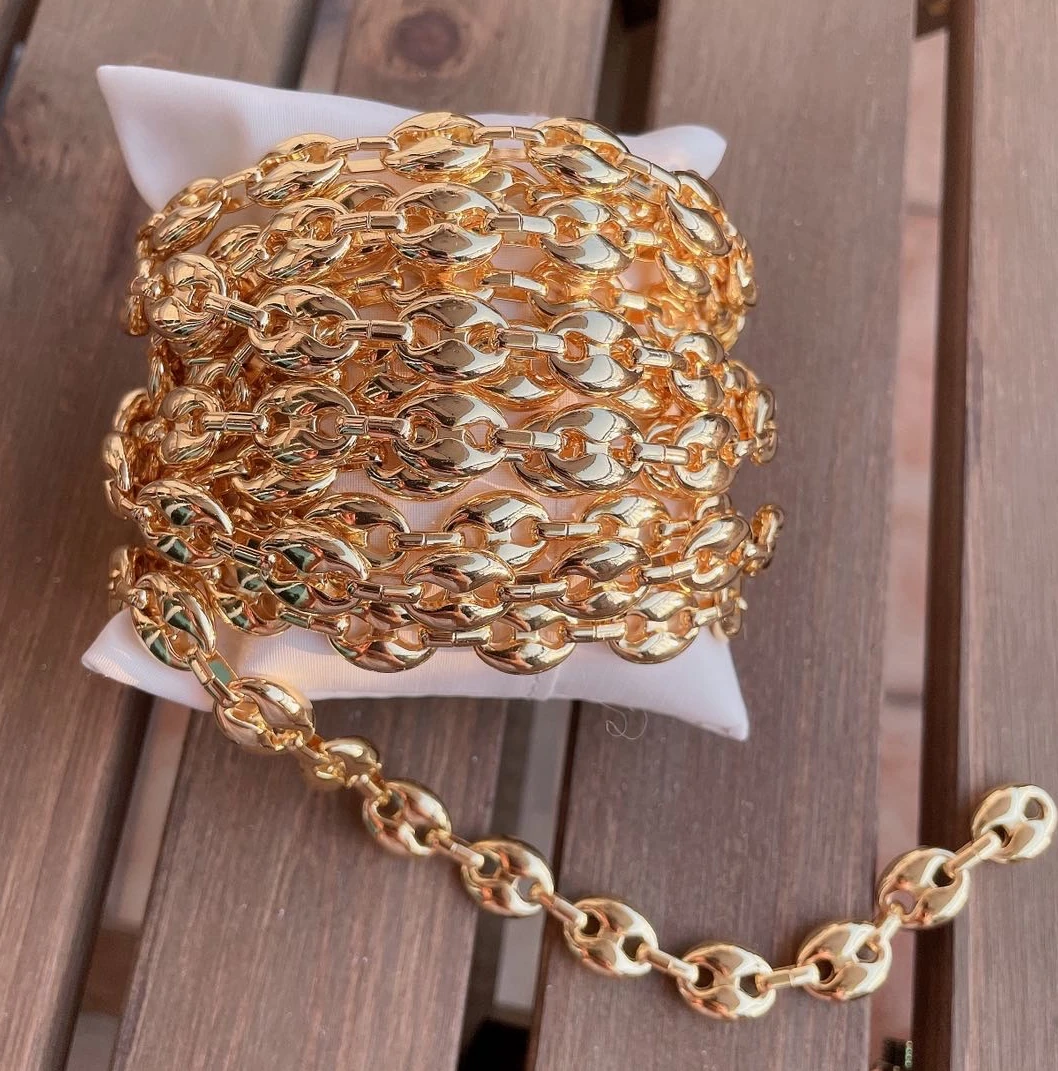 

high quality 18k gold plated coffee bean chain for necklace making diy accessories