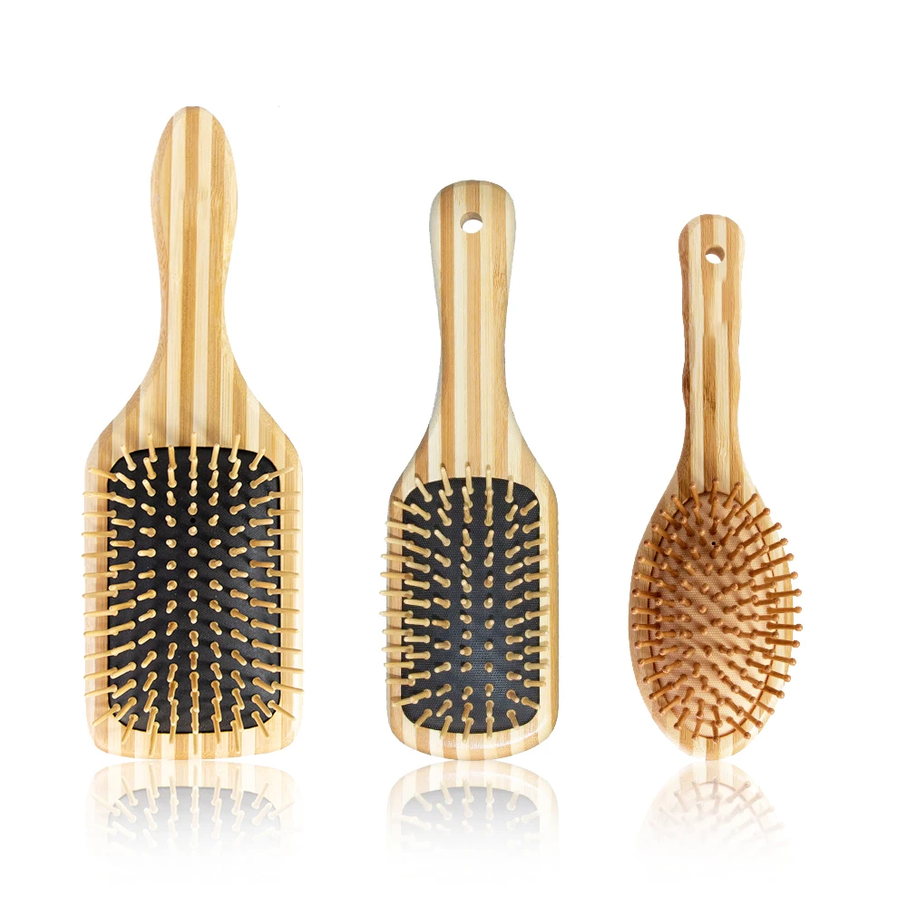 

Masterlee natural paddle brush Hair Extensions brush curly pattern bamboo hair brush comb set, Natural color