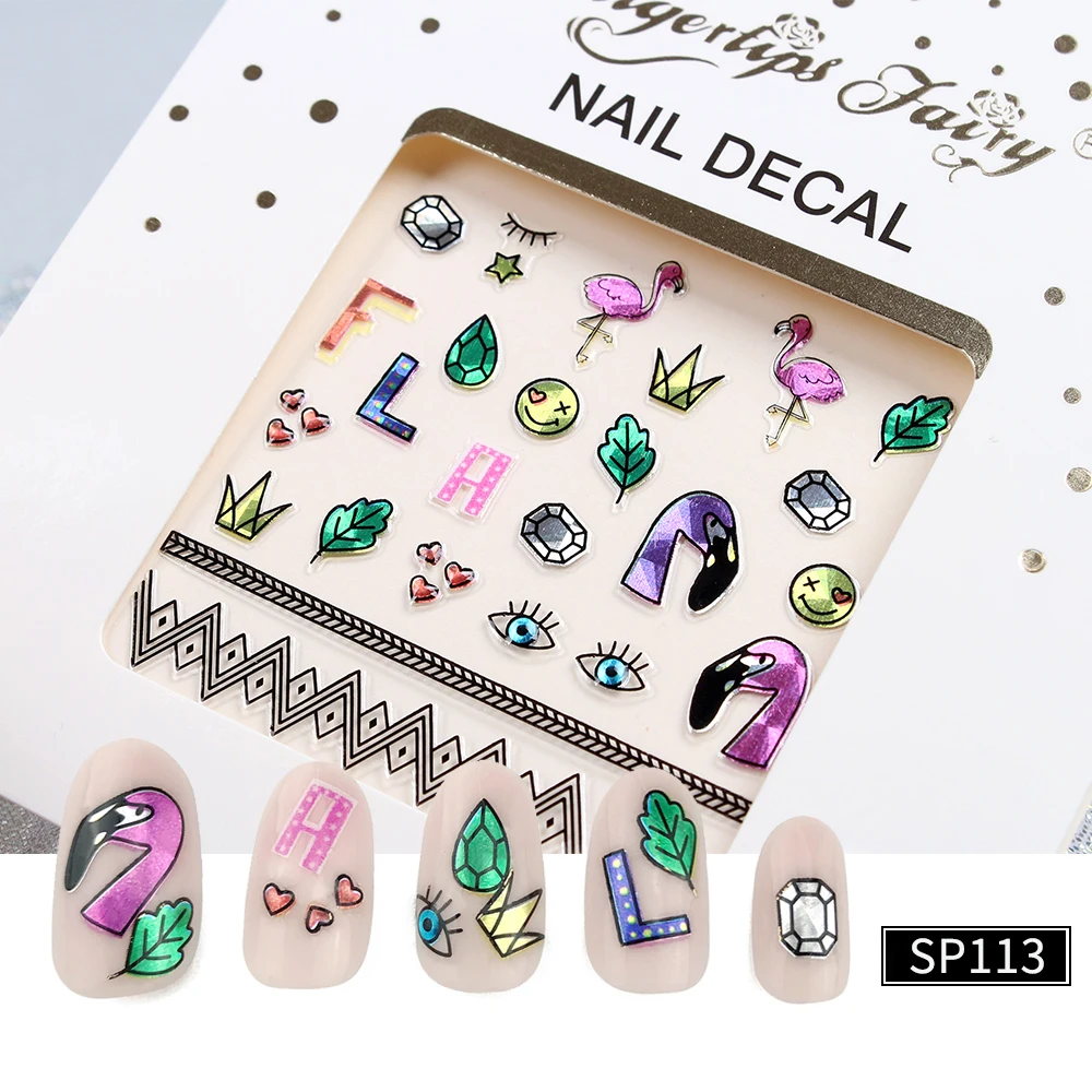 

2021 Hot Sale Professional 3D Nail Sticker Decals Laser Multi-design DIY Stickers Nail Art Decoration