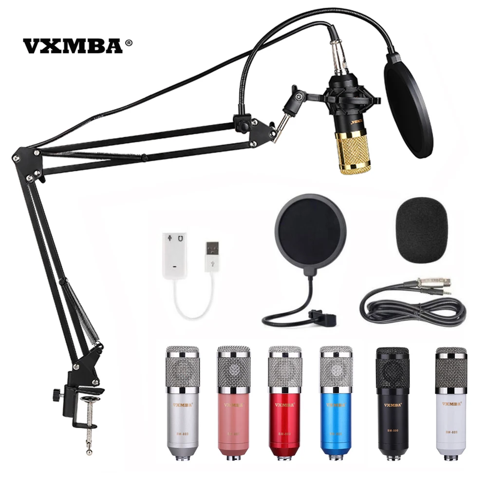 

BM800 Condenser Wired Microphone with USB Sound Card Professional Microphone YouTube recording Podcasting and desktop recording