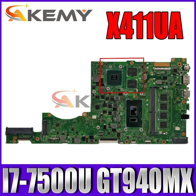 

Akemy X411UA Laptop motherboard for ASUS VivoBook-14 X411UQ S4200UQ original mainboard I7-7500U GT940MX