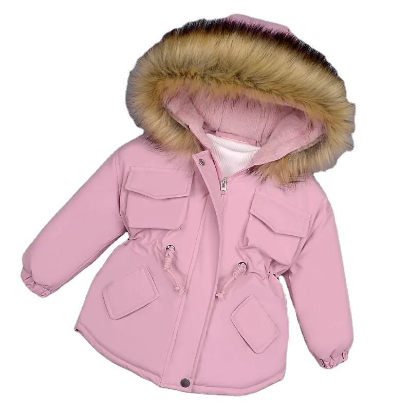 

Baby girl plus fleece warm jacket Baby's padded coat Cute and comfortable cotton clothes, As picture