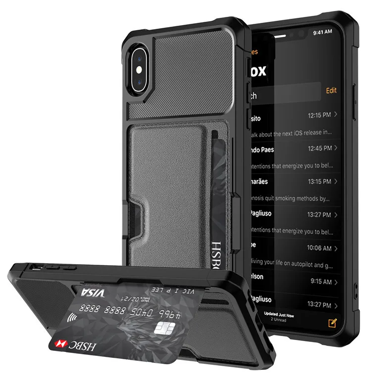 

For iPhone 11 New Models Slim PU Leather Back Case Cover Credit Card Holder Wallet Case Compatible for iPhone X XS MAX