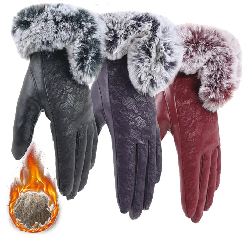 fleece lined leather mittens