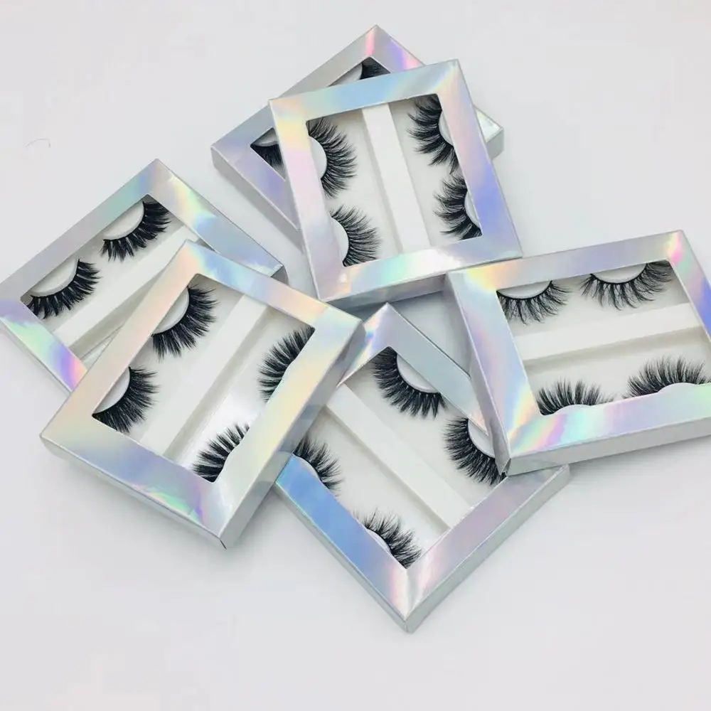 

Fluffy korean silk fiber 3d mink eyelashes 100% cruelty free two pairs custom package lash vendor with free logo stickers