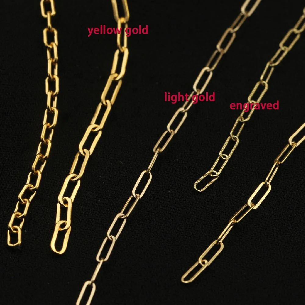 DIY Jewelry Making Real 14K Gold Filled Charm 2/2.5MM Paperclip Link Chains For Necklace Anklets Bracelets