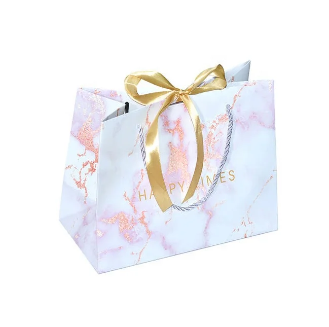 

free sample full color printing paper bag with handle, Customized