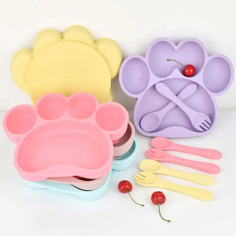 

KOBES Silicone Feeding Set Bowls with Suction Silicone Bibs for Babies Infant Dinnerware Baby Tableware Set