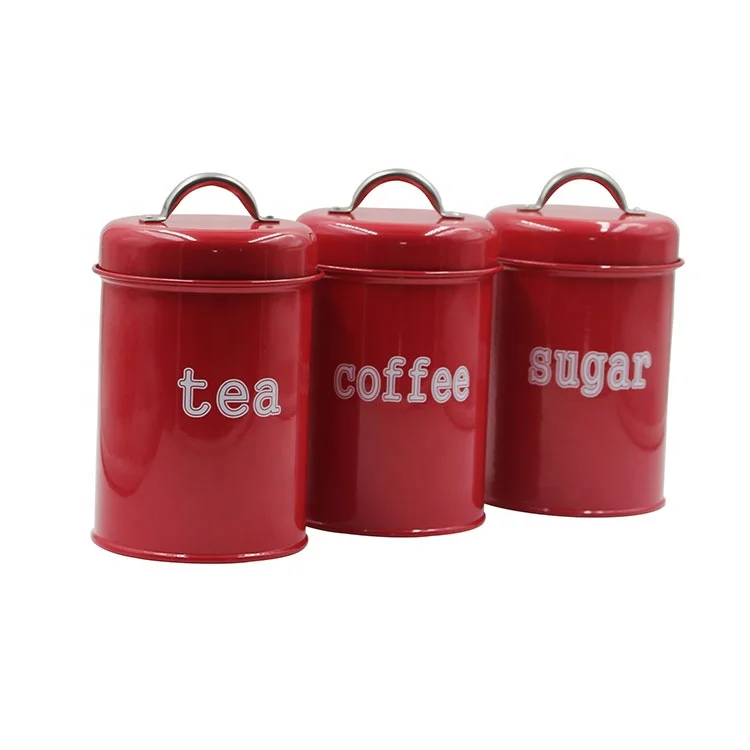 Housewares 3 Piece Contemporary Steel Kitchen Storage Tea Coffee Sugar Canister Set Buy