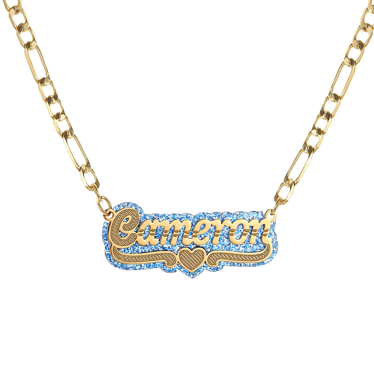 

Selling Fast 18K Gold Personalized Custom stainless steel Name Necklace Double Sides