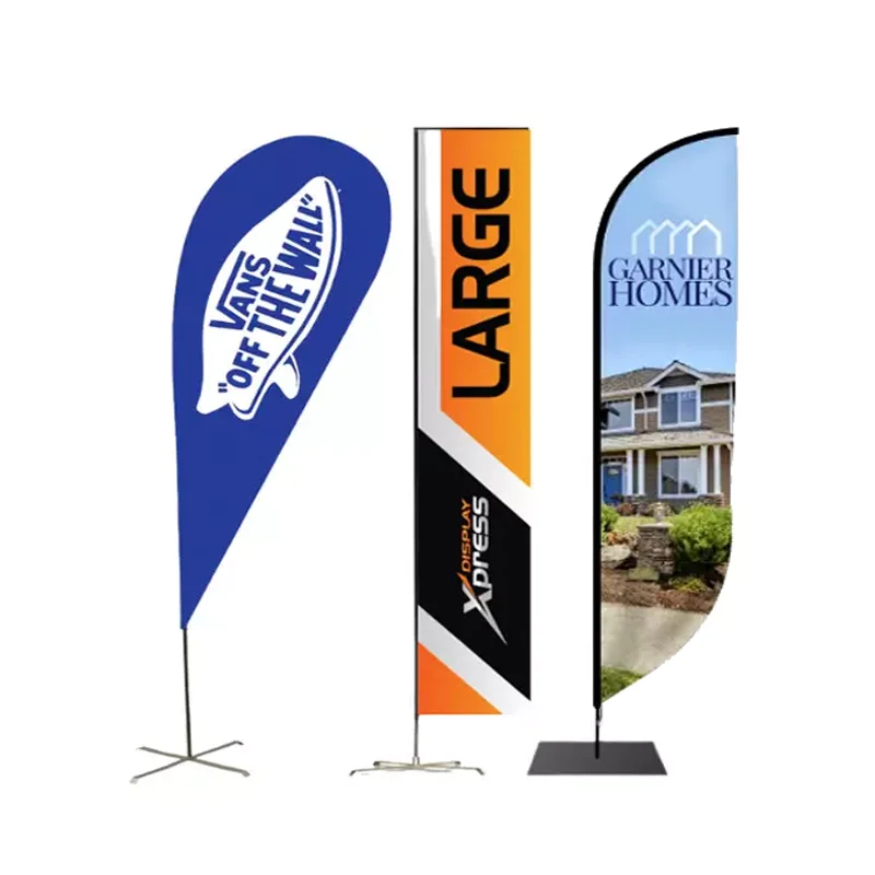 

Hot Sale Promotion Feather Beach Flag Knitted Polyester Teardrop Tear Drop Advertising Campaign Outdoor Banner Decoration