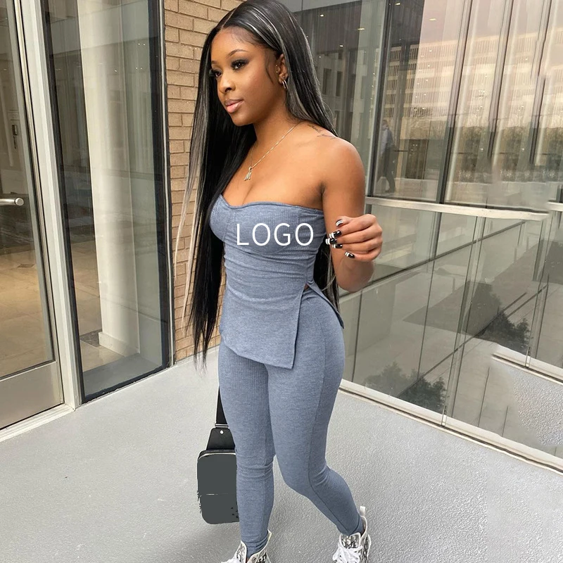 

neon Casual Side Split Sleeveless Two Piece Set Tracksuit Solid Color Sets Womens Clothing Streetwear