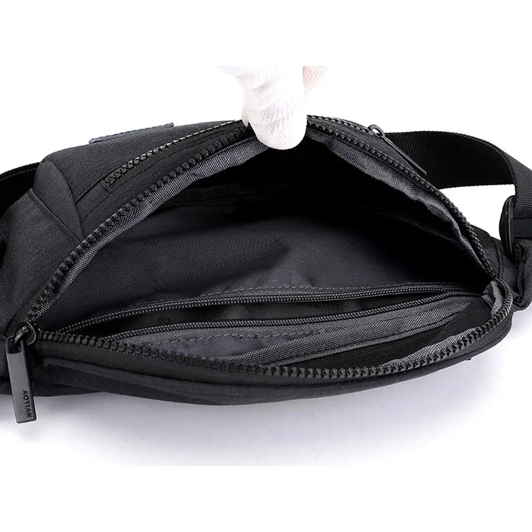 
Custom logo waterproof travel black fanny pack waist Bag 