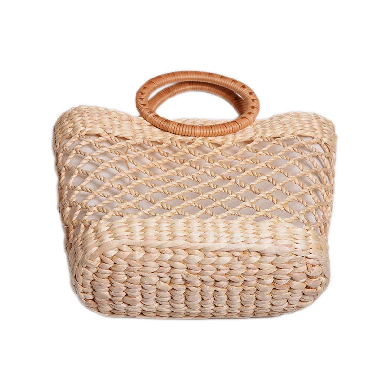 

Wholesale Custom Handmade Circle Straw Bag Orange ,Crochet Raffia Summer Straw Tote Bag