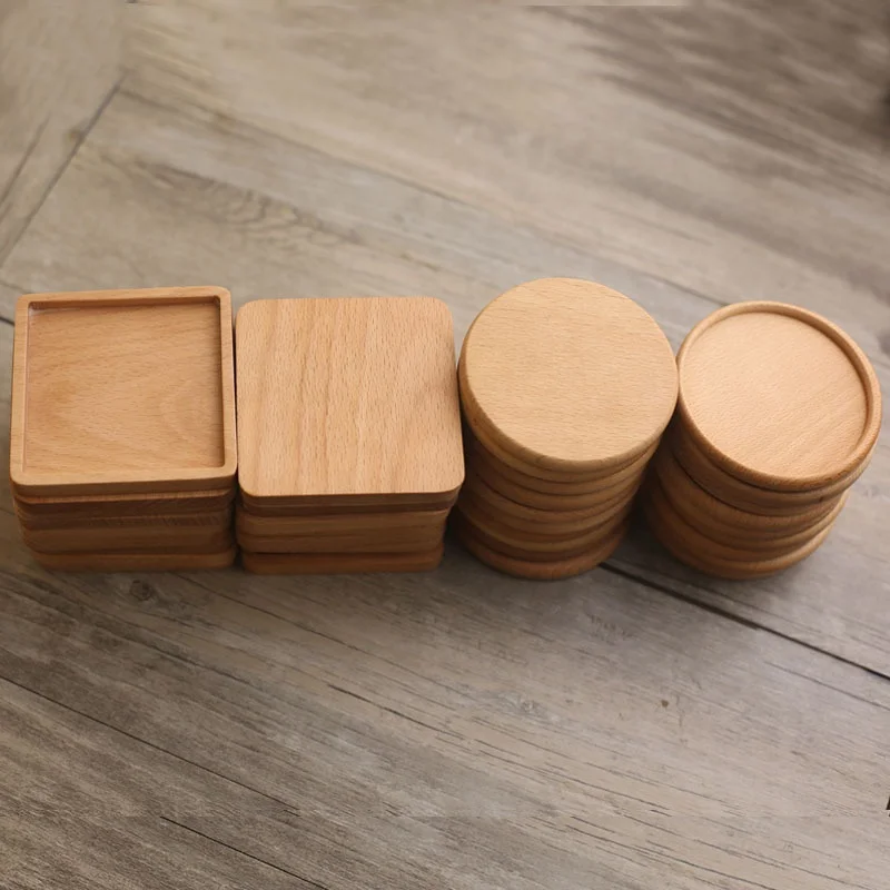 

Wholesale factory price blank round square walnut beech wood wooden coaster for drinks