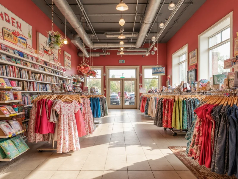 Jo-Ann store interior with fabric displays