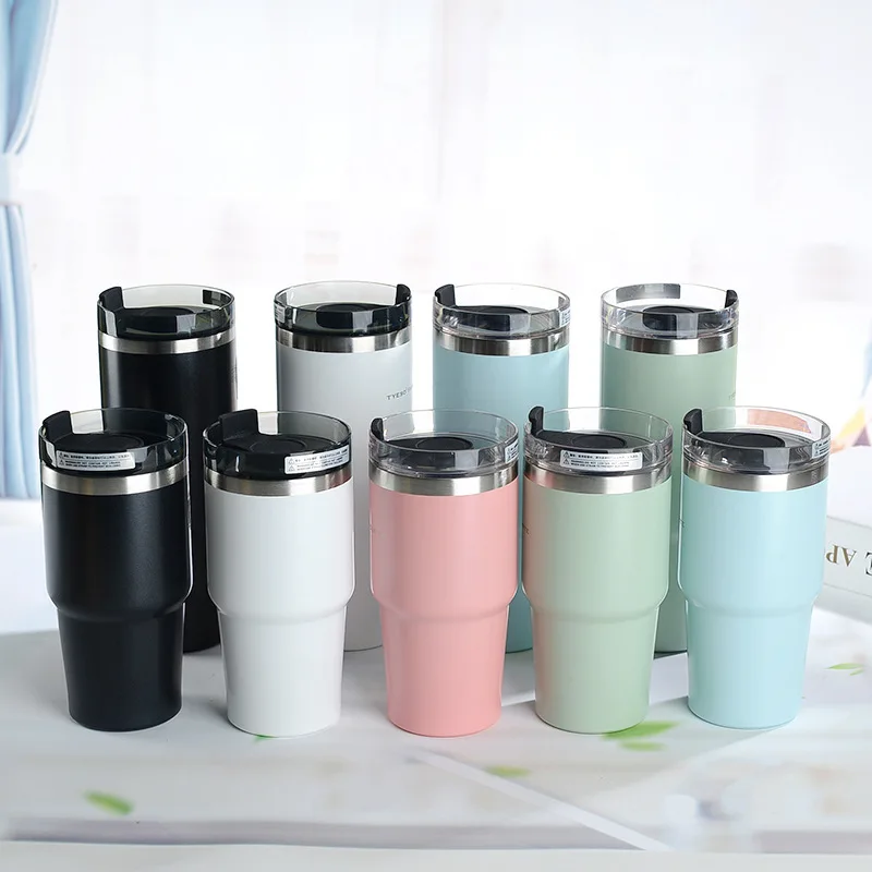 

Double Wall Insulated Metal Vacuum Powder Coated Travel Coffee Metal Mug  20oz Car Stainless Steel Tumbler With Straw Lid, Customized color