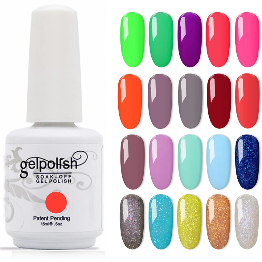 

Hot Sale Custom Logo UV Gel Sok off Gel Polish Bulk 15ml, 369 fashion colors