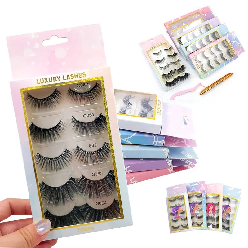 

Private Label With Lashes Packing Box Vegan cruelty free Faux MInk Lashes Multi Pack 5 Packing Eyelash Book Stockage Case, Black