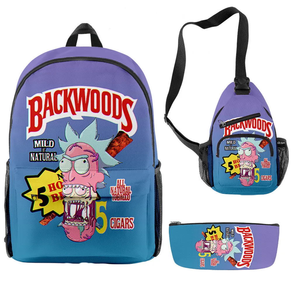 

Good Quality 3Pcs Backpack Set Waterproof 3D Printing Cartoon Backwoods Pencil Crossbody Backpack Set For Boys Girls