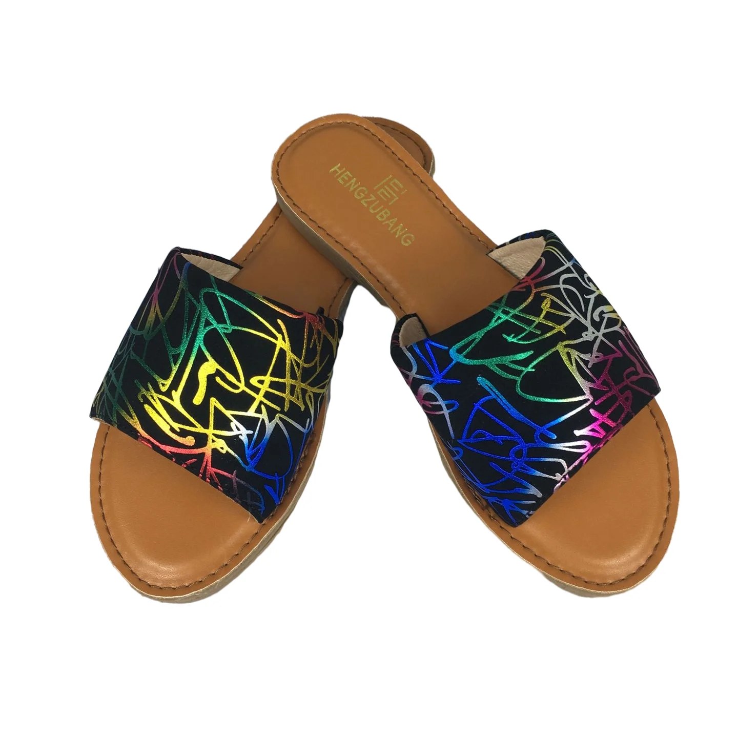 

Brand Gold Bling Slides Shoes Womens Sparkling Sandals Flat Diamond Slipper for Women