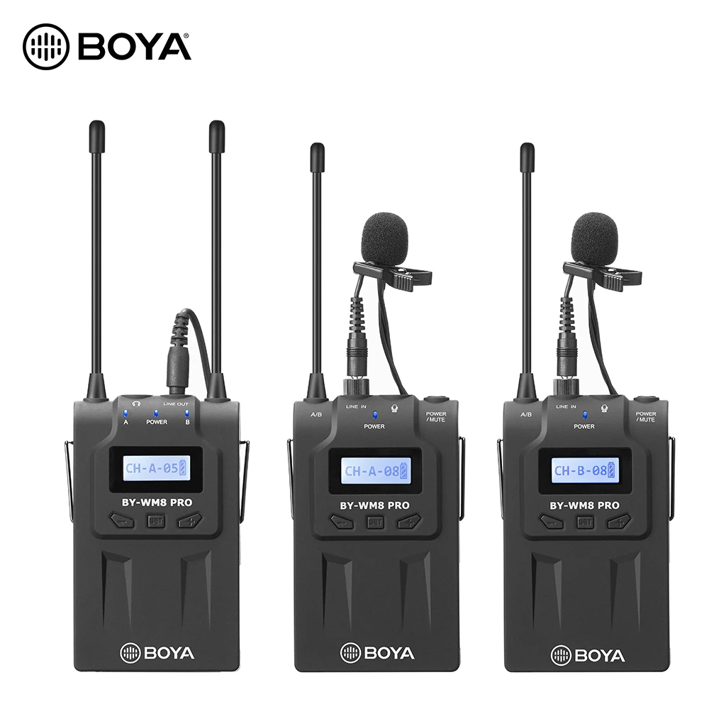 

BOYA BY-WM8 Pro K1 K2 UHF Dual Wireless Microphone Interview Mic for iPhone for pc DSLR Video Camera