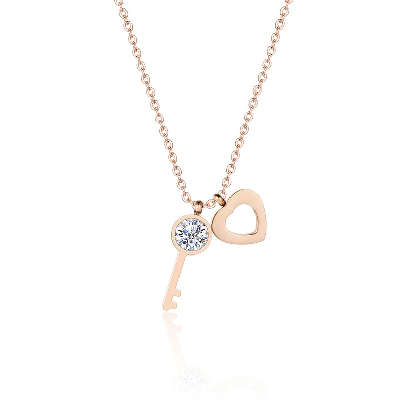 

2020 Wholesale Fashion key Love custom locket stainless steel necklace