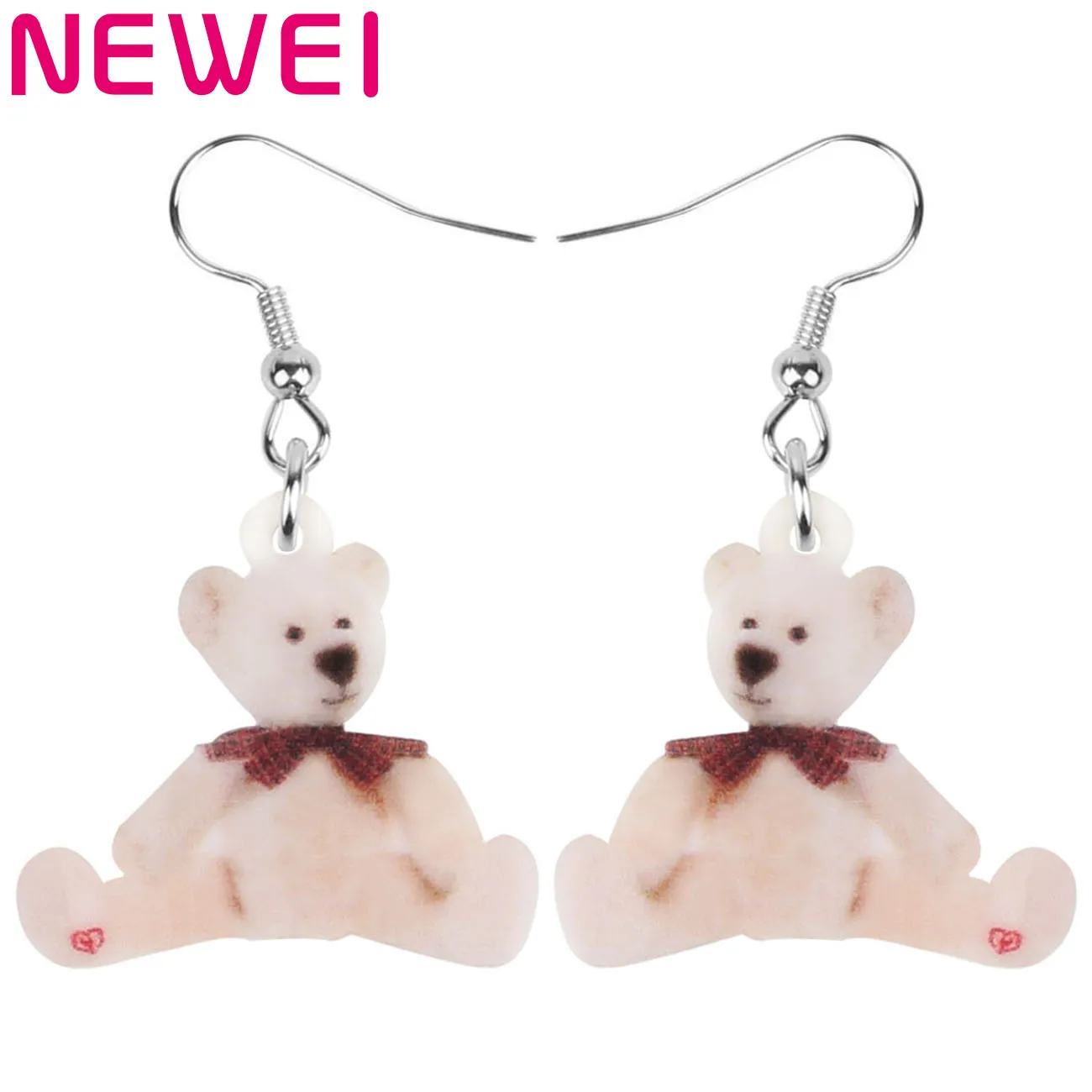 

Valentines Day Acrylic Sweet Bow Knot Doll Bear Earrings Dangle Drop Animals Charms Jewelry For Women Girls Teens Trendy Gifts, Brown
