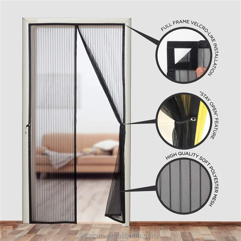 Oem / Odm Summer Self Sealing Heavy Duty Hands Free Mesh Partition Keeps Bugs Out Screen Door With Magnets