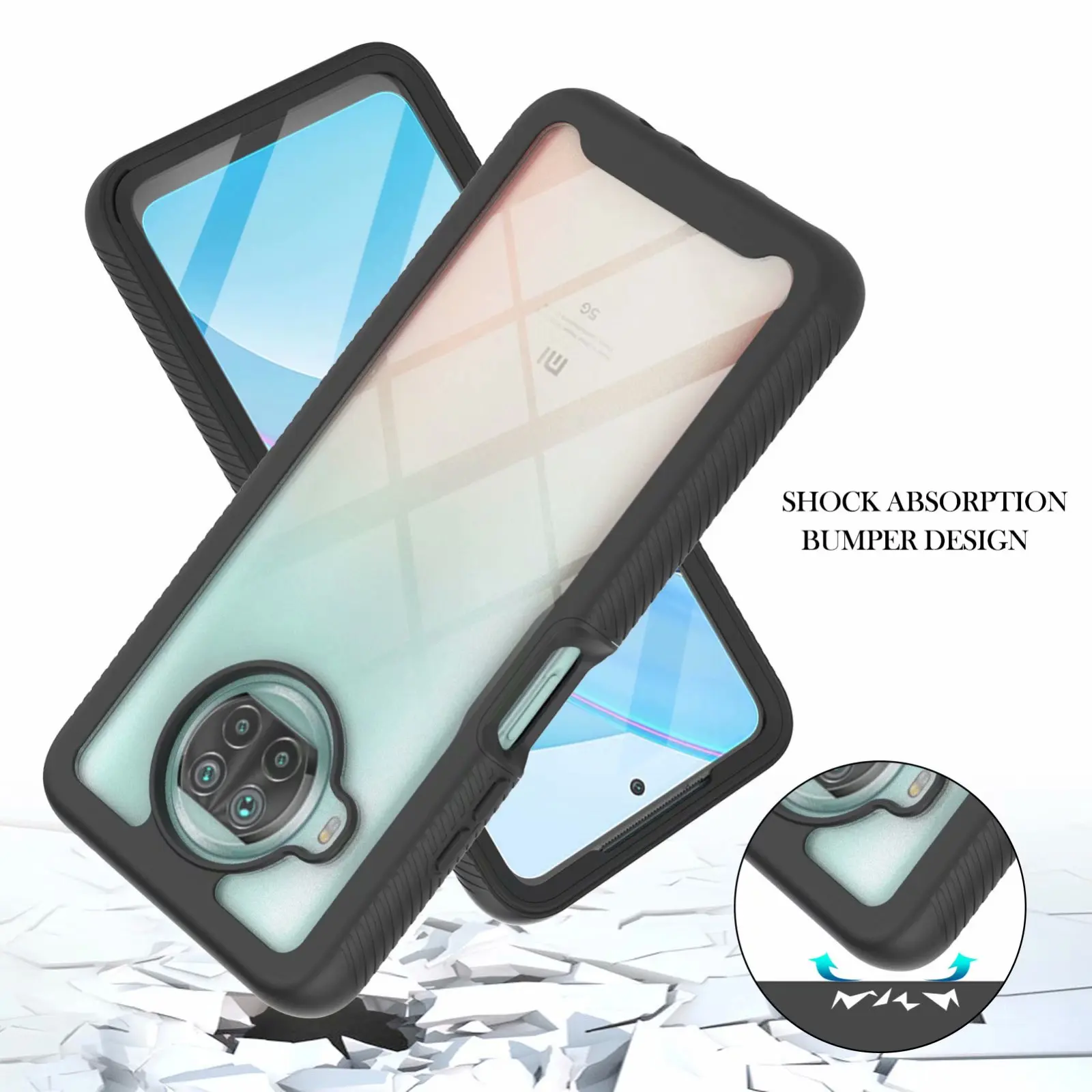 

360 Full Body Protection Phone Cases For Xiaomi 10 11 10T lite Pro POCO X3 NFC Case With Screen Protector 3IN1, 3 colors