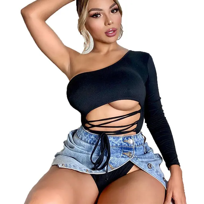 

FS2967A Wholesale long sleeve bodysuit sexy women trendy clothing