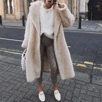 

Casual Long Fur Coat Cardigan Outfit Lapel Women Winter Cotton Coats Warm