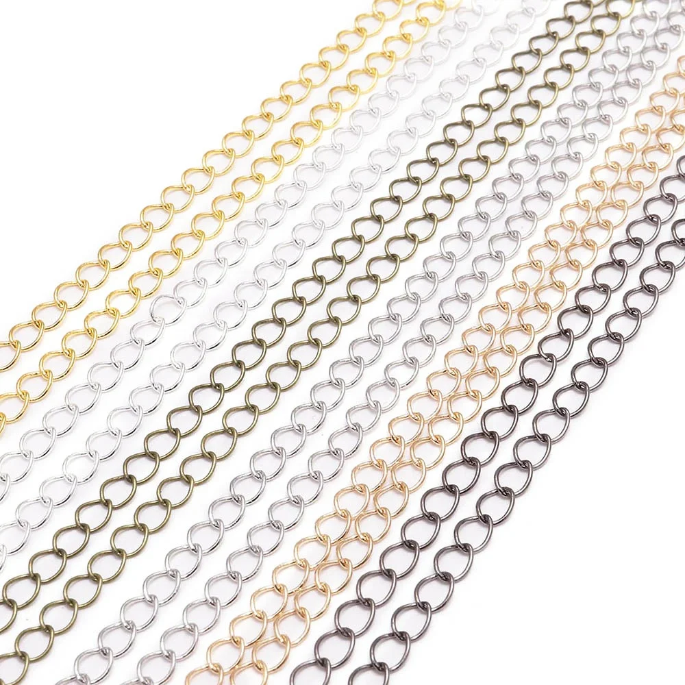 

5m 10m/lot Silver Bronze Long Open Link Ring Extended Extension Necklace Chains Tail Extender For DIY Jewelry Making Accessories, Antique bronze/gold/silver/rhodium