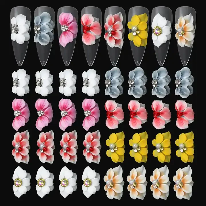 

Bulk Dried Acrylic Flower Nail Art Decoration Mixed Nail Charms Resin 3D Charms DIY Flowers Rhinestone Jewelry For Nails Salon