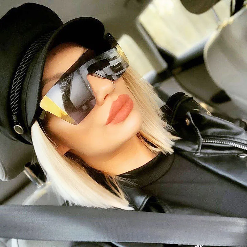 

Rimless One Piece Lens Sun Glasses Oversized Custom Sunglasses