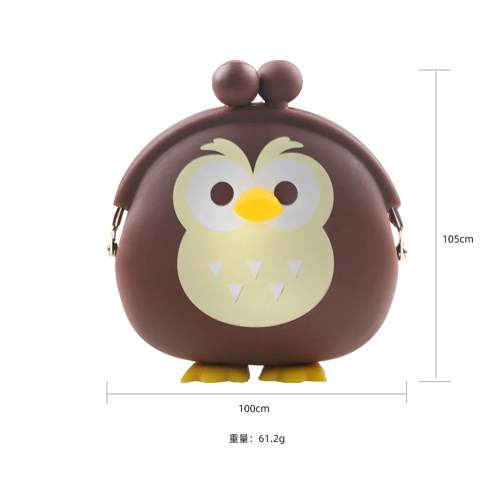 

2021 Cartoon Waterproof Cute Owl Shape Bag Soft Silicone Rubber Wallet Pouch Coin Purse Colorful Silicone Bag, Yellow/green/pink/purple/blue/custom
