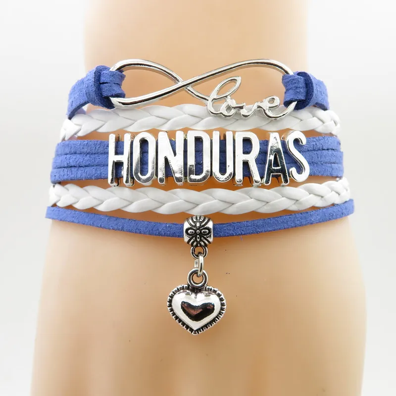 

infinity love Honduras Bracelet for woman and man heart Charm honduras national Flag jewelry bracelets & bangles