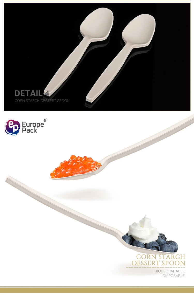 Europe-Pack factory direct biodegradable corn starch 5 inch dessert spoon
