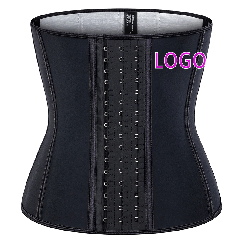 

LangQin Hot sell 9 Steel Bones latex waist trainer postpartum Sweating Belt corset shapewear slimming waist Belt for weight loss, Black