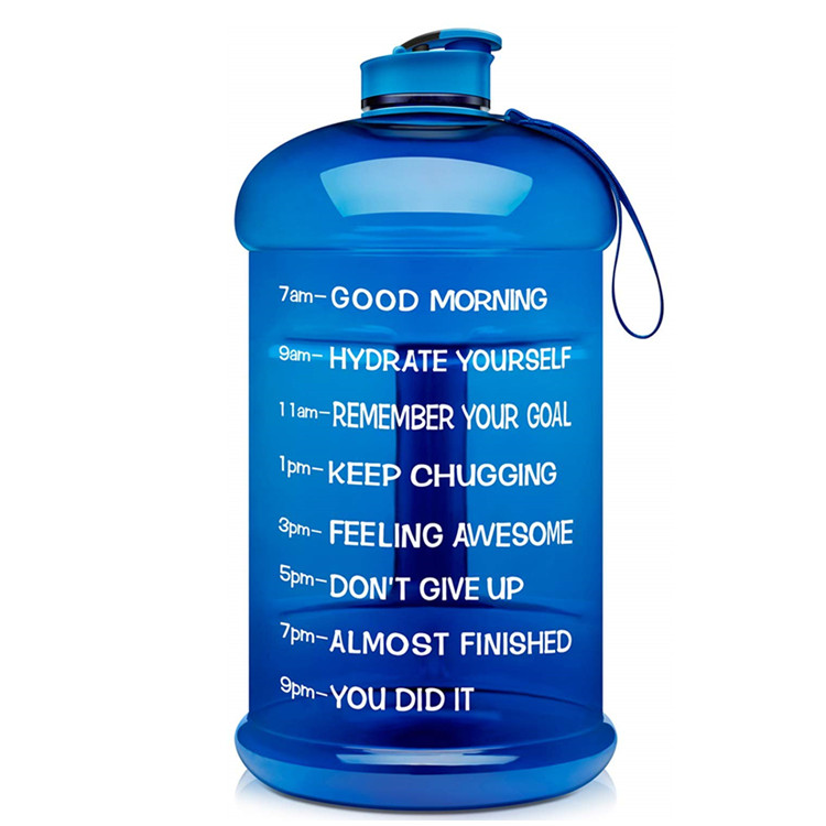 

BPA Free Half Gallon Large Capacity Water Bottle 2.2L Motivational Time Marker Fitness Sports Water Bottle for Outdoor Lovers, Translucent color/custom color