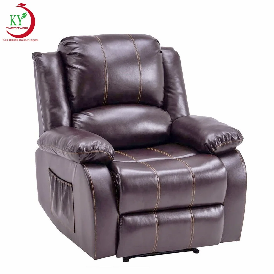

JKY Furniture Modern Design Sectional Leather Manual Push Back Recliner Sofa Reclinable Chair For Living Room With Massage