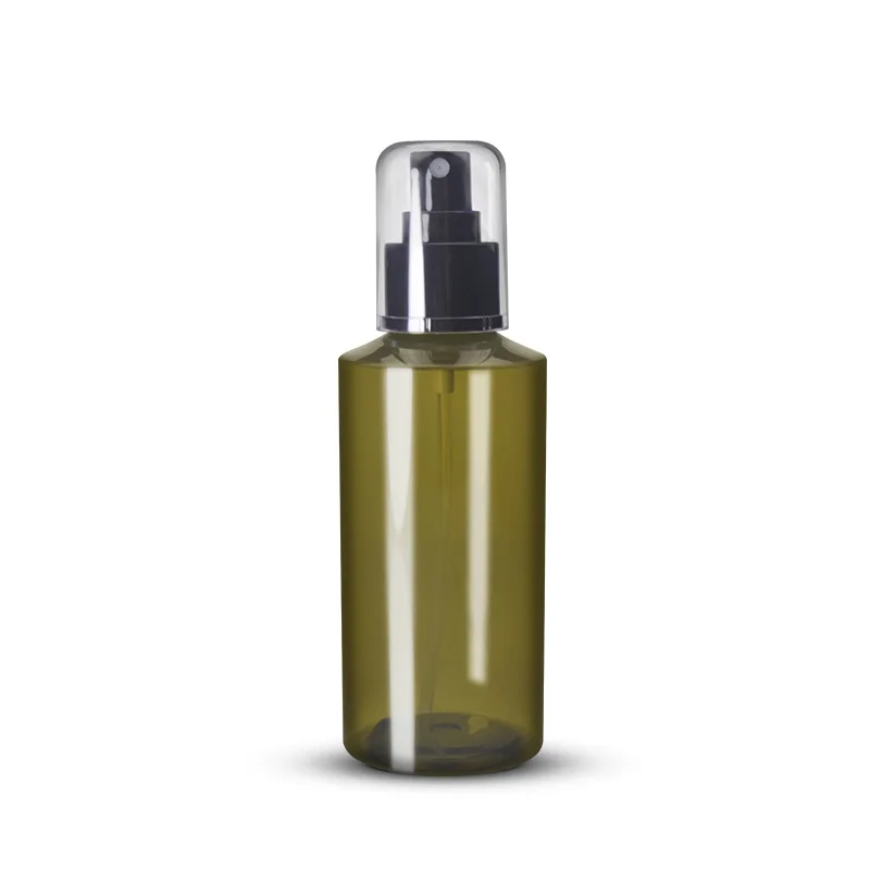 

Slant shoulder 200ml plastic amber green spray bottle empty cosmetic skincare toner packaging bottle