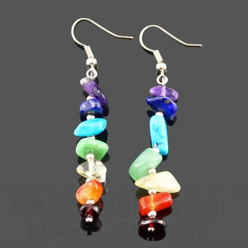 

NUORO New Handmade Jewelry Hook Earrings Natural Healing Crystal Stone Dangle Earrings for Women Girls 7 Chakra Drop Earrings