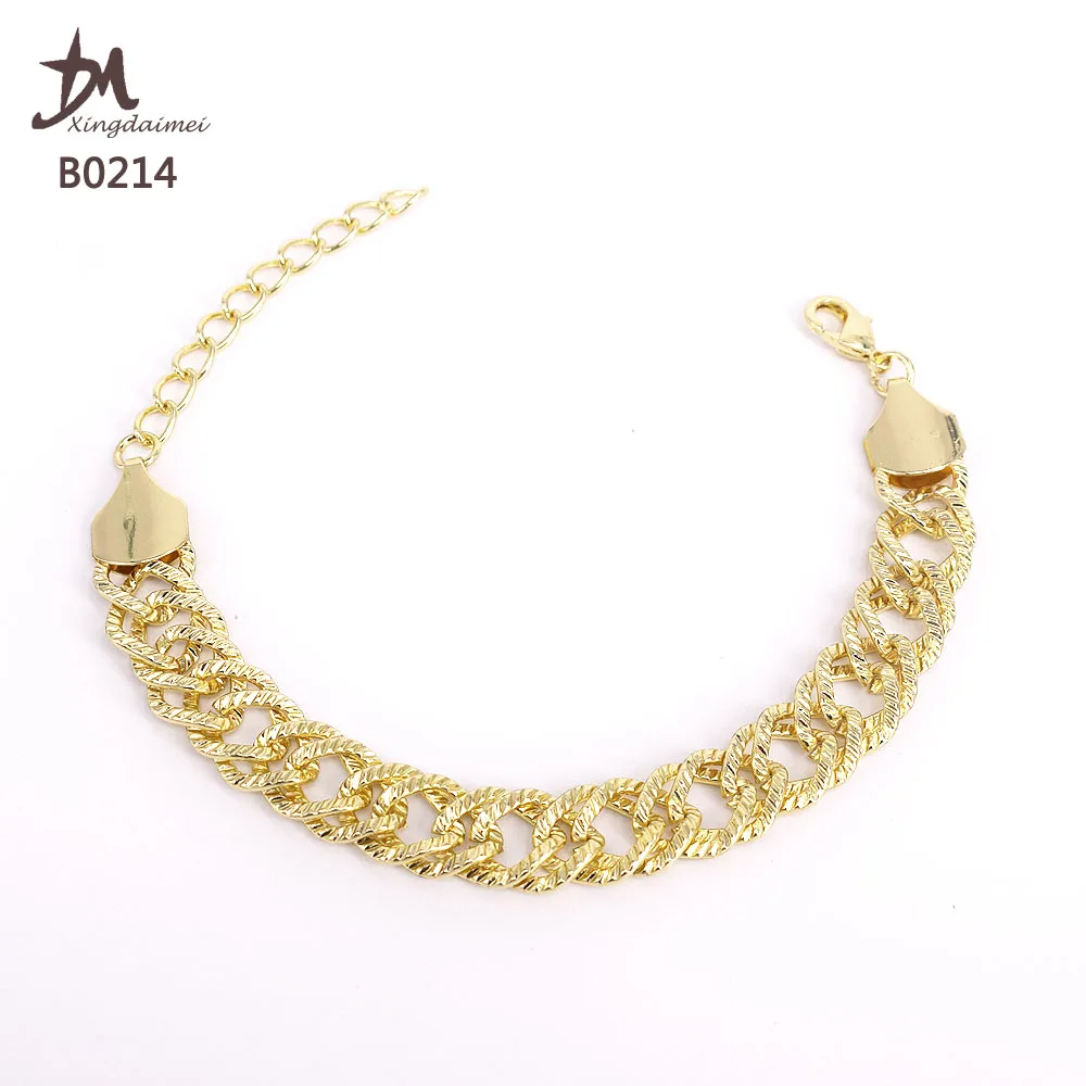

B0214 Fashion neutral 18K gold plated big bracelet simple design charm bracelet