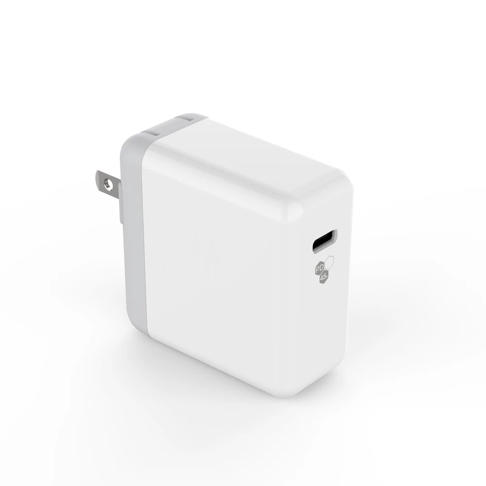 

45W QC3.0 universal travel Charger smart Type c USB-C PD Wall charger US/EU/UK plug, Black white grey
