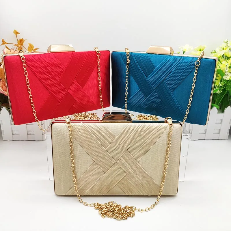 

Free Sample 2020 Luxury Satin Women Clutch Handbags,Metal Chain Shoulder Crossbody Evening Bags,Ladies Banquet Money Clutch Bag, Red blue gold