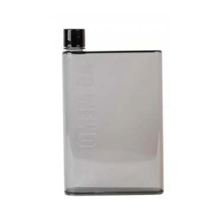 

2021 new design custom 420ml square transparent sports drinking bottle portable A5 flat notebook water bottle for travelHot, Black/gery/brown/pink/green/blue